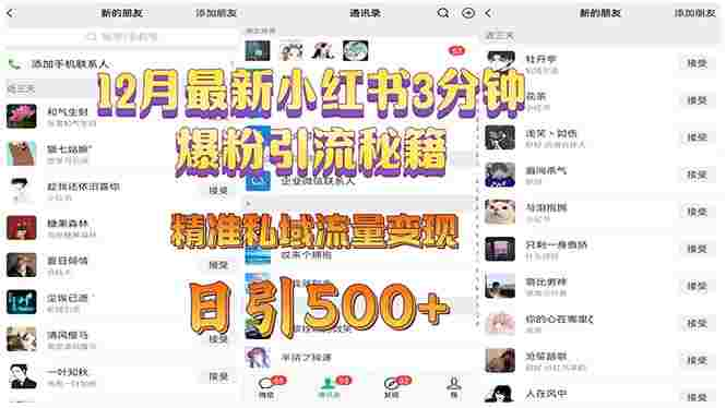 最新小红书3分钟爆粉引流秘籍 精准私域流量变现 日引500+-战狼创富社
