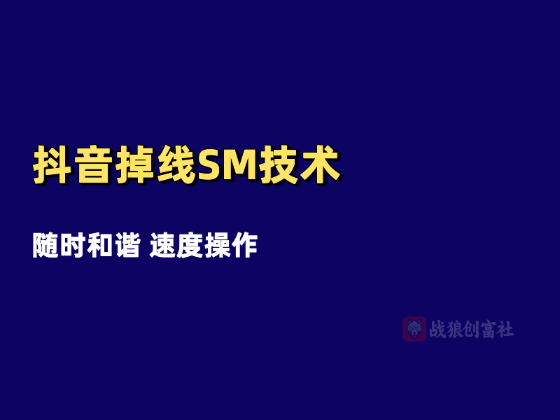 抖音掉线SM技术（250910）-战狼创富社
