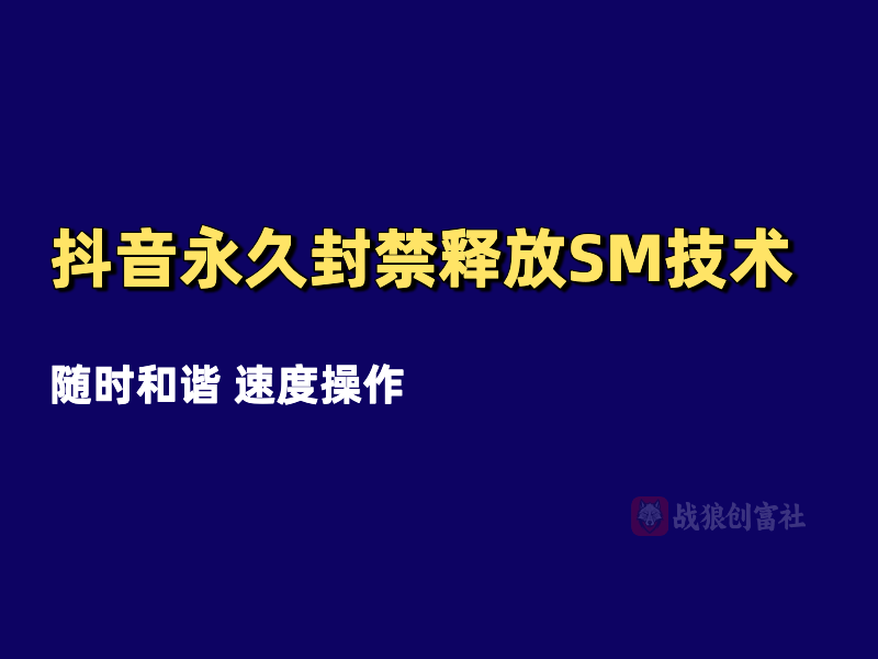 抖音永久封禁释放SM技术（251124）-战狼创富社